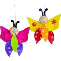 Bastelset Filzschmetterlinge Pünktchen, 6er Set