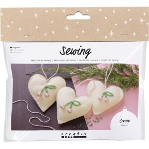 Mini Kreativ Set Herzen zum Nähen, 3er Set