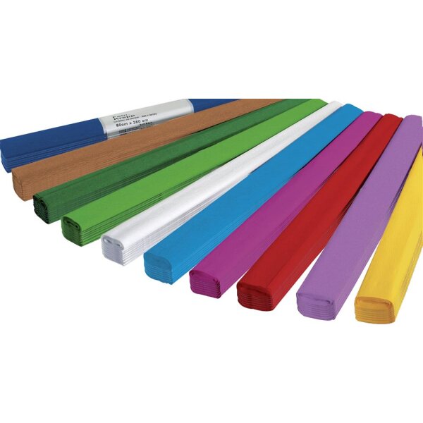 Jubiläumsangebot: 100 Rollen Krepppapier / Feinkrepp in 10 Farben