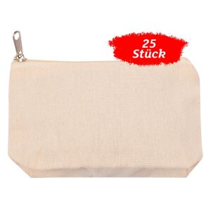 Ziptasche aus Baumwolle, 12 x 8 cm, 25 Stück