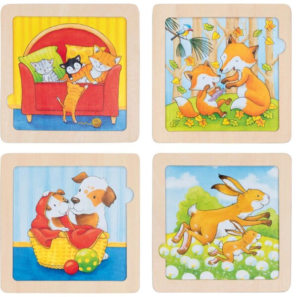 Hintergrundbildpuzzle Tierkinder, 4er Set