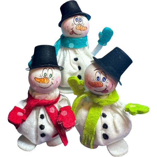Bastelset Schneemänner mit Zylinder zum Fädeln 3er Set