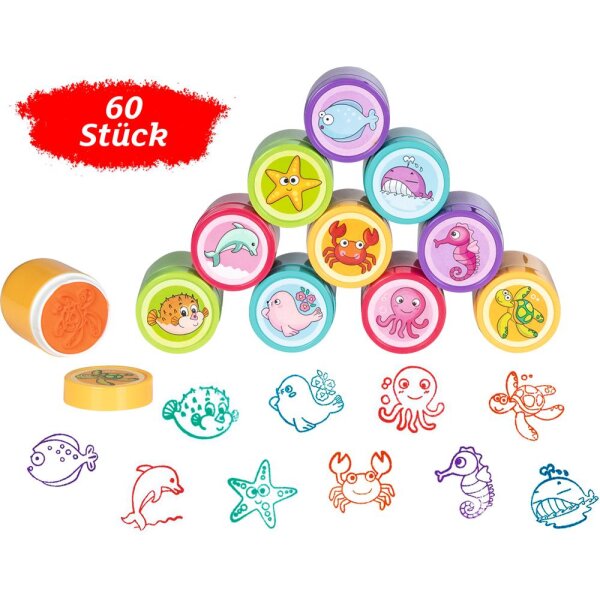 Stempel Meerestiere, 60 Stück