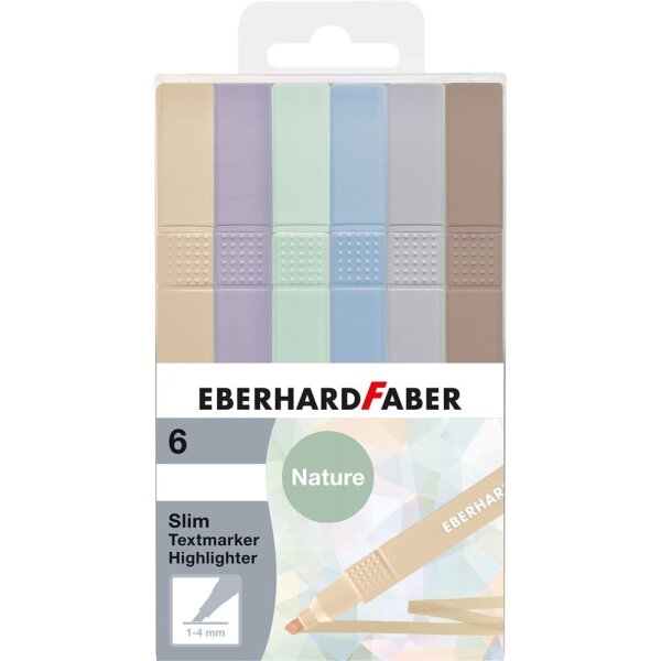 Textmarker Slim Natural Shades, 6 Stück