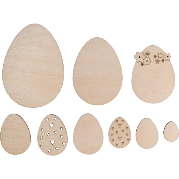 Holz Ostereier, 9 Stück