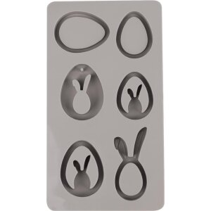 Silikongießform Anhänger Eier + Hasen