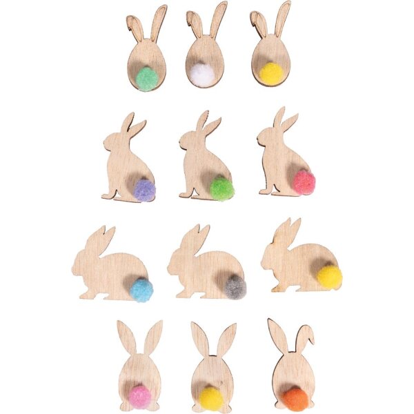 Holzstreuteile Hase, 12 Stück
