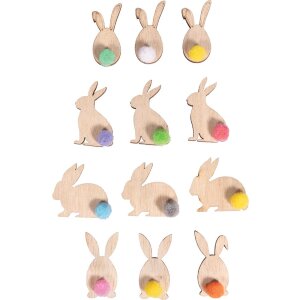 Holzstreuteile Hase, 12 Stück