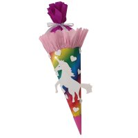 Schultütenrohling aus 3D-Wellpappe regenbogen, h: 68 cm