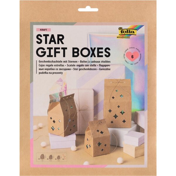 Bastelset Geschenkboxen mit Sternchen, 6 Stück