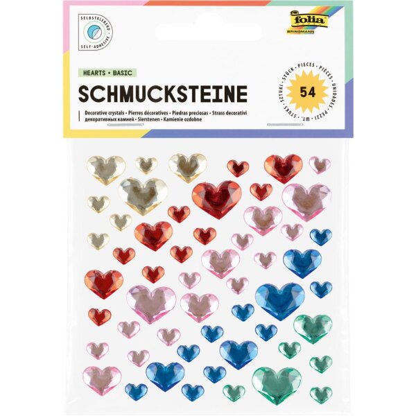 Schmucksteine Herzen Basic, selbstklebend