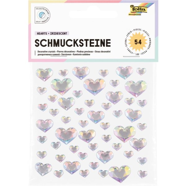 Schmucksteine Herzen Irisierend, selbstklebend