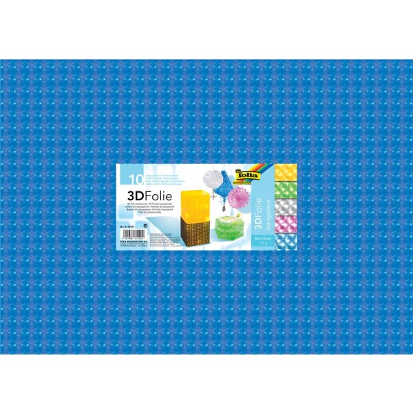 3D Folie 50 x 70 cm, 10 Bogen in 5 Farben