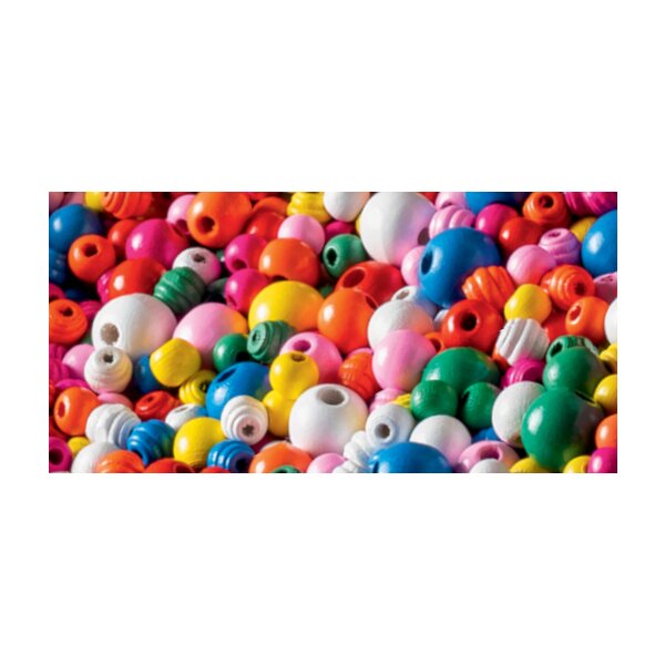 Jumbo Mix Holzperlen Bunt, 6 Farben, Ø 10 – 18 mm, 1 kg