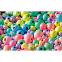 Jumbo Mix Holzperlen Pastell, 6 Farben, Ø 10 – 18 mm, 1 kg
