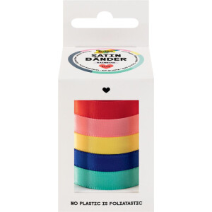 Satinb&auml;nder, 5 St&uuml;ck in 5 Farben Rainbow