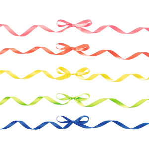 Satinbänder, 5 Stück in 5 Farben Neon