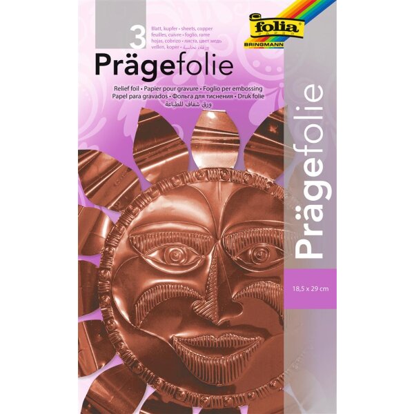 Prägefolien, 3 Blatt, 18,5 x 29 cm kupfer