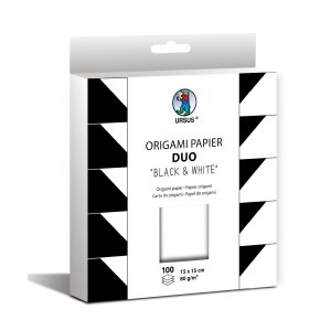 Origami Papier Duo, 100 Blatt, 15 x 15 cm Schwarz und Wei&szlig;