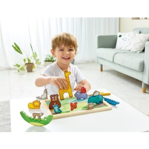 Puzzle Tierreich mit 16 Tieren aus Holz