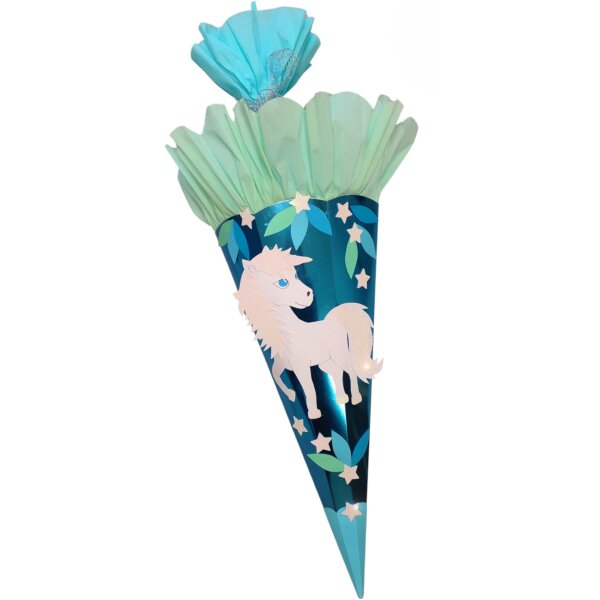 Schultüte Bastelset Glitzer Einhorn von Prell, inkl. Schulstarterpaket GRATIS