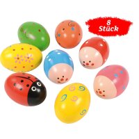 Rassel Eier mit Motiv, 8er Set