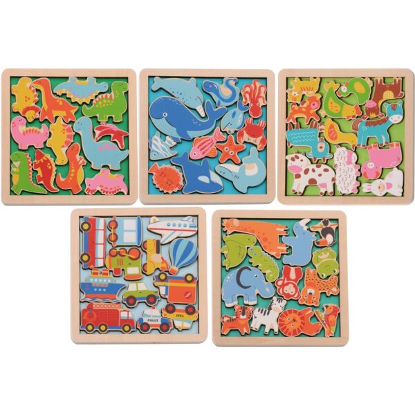 Holzpuzzles, 5er Set