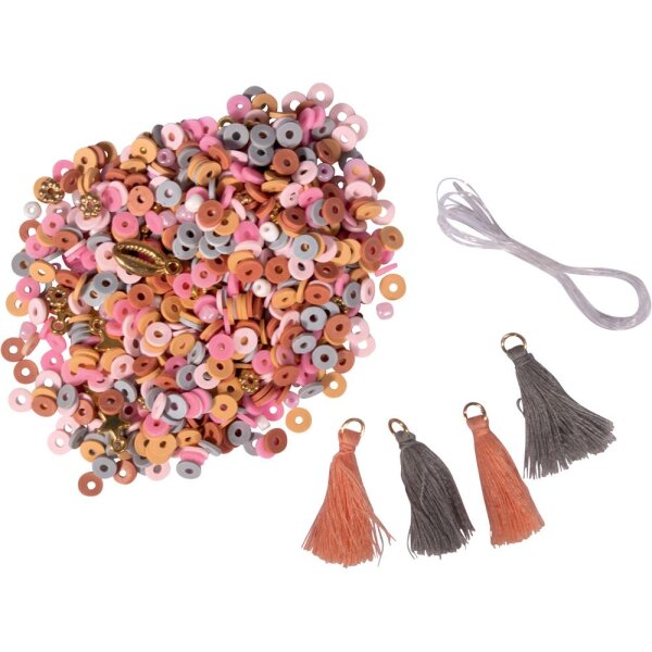Heishi Perlen Set aus Polymer Ton rosé