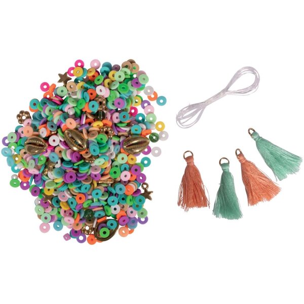 Heishi Perlen Set aus Polymer Ton regenbogen