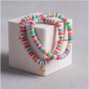 Heishi Perlen Set aus Polymer Ton regenbogen