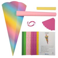 Schultüte Bastelset Regenbogen Blumen von Prell, inkl. Schulstarterpaket GRATIS