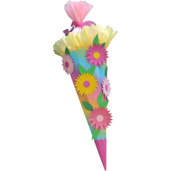 Schultüte Bastelset Regenbogen Blumen vorgestanzt von Prell, inkl. Schulstarterpaket GRATIS