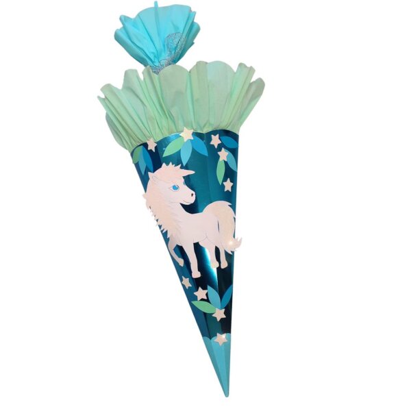 Schultüte Bastelset Glitzer Einhorn vorgestanzt von Prell, inkl. Schulstarterpaket GRATIS