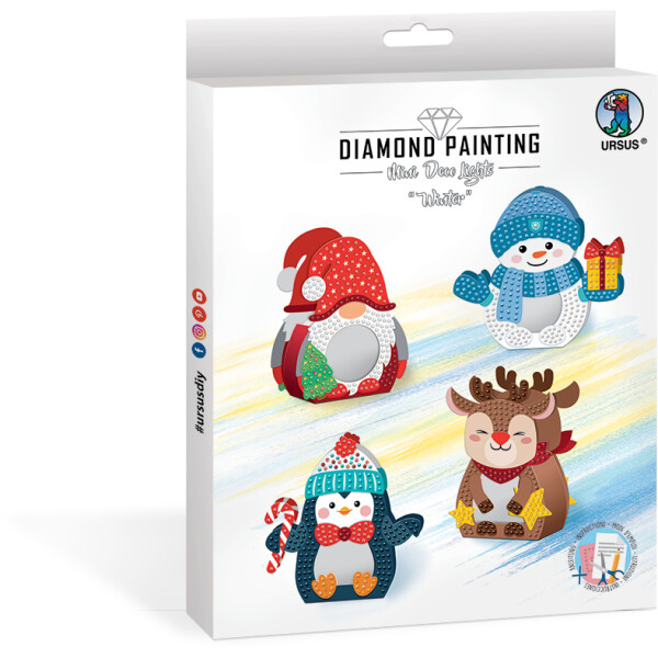 Diamond Painting Mini Deco Lights, 4er Set Winter