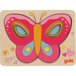 Schichtenpuzzle Schmetterling aus Holz, 5tlg., voraussichtlich ab Juni lieferbar