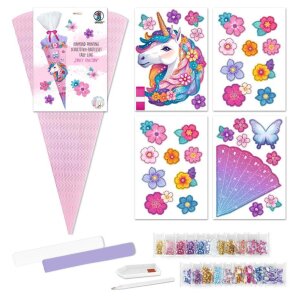 Schultüte Bastelset Diamond Painting Fancy Unicorn von URSUS, inkl. Schulstarterpaket GRATIS