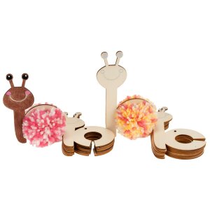 Holzanhänger Pompon Schnecken, 12er Set,...