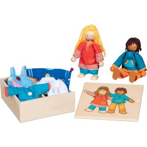 Biegepuppen Fynja & Fabio, inkl. Klamottenkiste und 6 Outfits