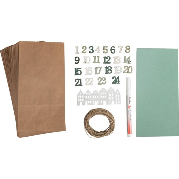 Bastelset Adventskalender Häuser, inkl. Zahlen 1 – 24