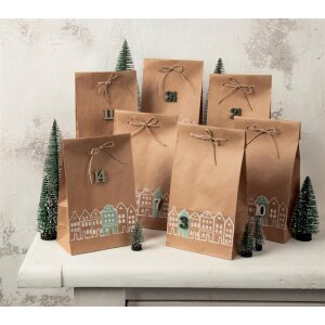 Bastelset Adventskalender H&auml;user, inkl. Zahlen 1 &ndash; 24