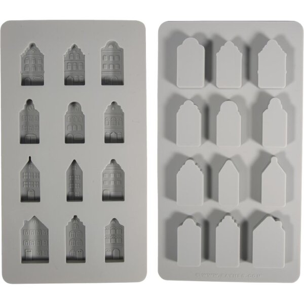 Silikongießform Mini Nordic Häuser, 12 Formen