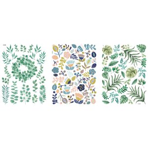 Transfer Rub on Botanical Flowers, 3 Bogen,...