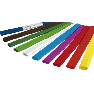 K r e p p p a p i e r ,  1 0  Rollen in 10 Farben sort. 50 x 250 cm