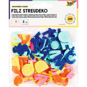 Streudeko Buchstaben und Zahlen aus Filz, 200 Stück
