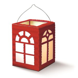 Laternen Bastelset Fenster, 1 St&uuml;ck rubinrot