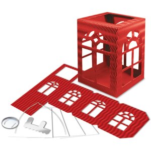 Laternen Bastelset Fenster, 1 St&uuml;ck rubinrot