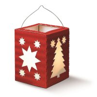 Laternen Bastelset Weihnachten, 1 Stück rubinrot