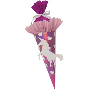 Schult&uuml;te Bastelset Einhorn von Prell, inkl. Schulstarterpaket GRATIS metallic irisierend pink