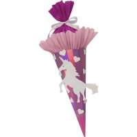 Schultüte Bastelset Einhorn von Prell, inkl. Schulstarterpaket GRATIS metallic irisierend pink