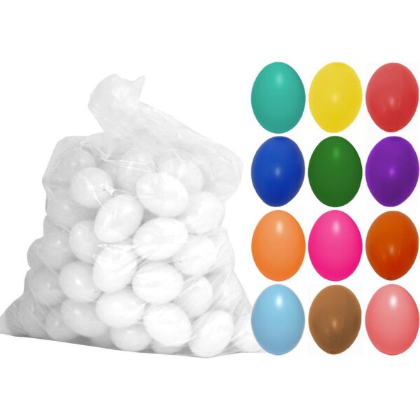 40 Stück Bunte Ostereier Aus Kunststoff – 60 Mm Deko-Eier Für Osterkörbe & Basteln